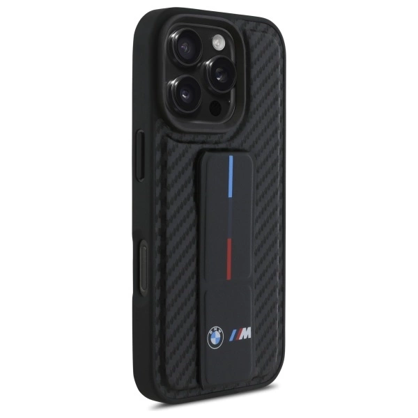 BMW M Grip Stand Smooth and Carbon case for iPhone 16 Pro Max - blackeng