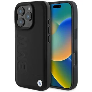 BMW Leather Hot Stamp iPhone 16 Pro Max Case - Blackeng