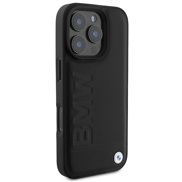 BMW Leather Hot Stamp iPhone 16 Pro Max Case - Blackeng