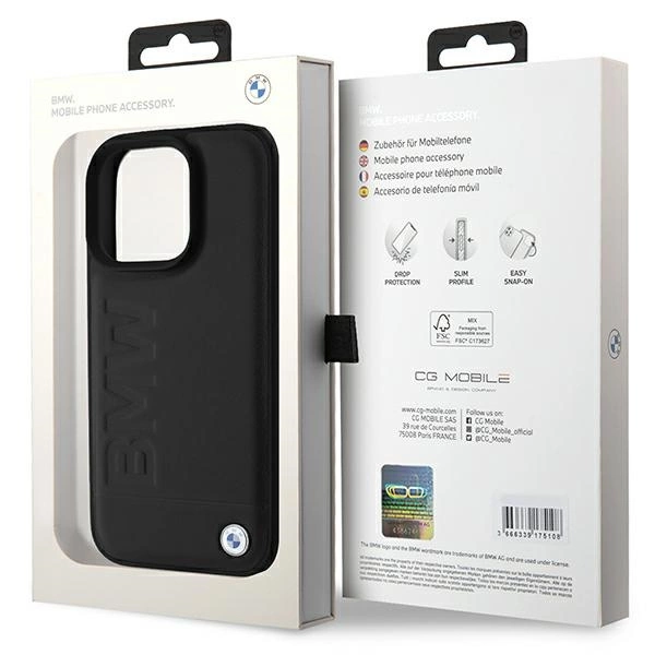 BMW Leather Hot Stamp iPhone 16 Pro Max Case - Blackeng