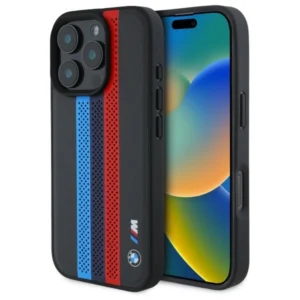 BMW M Performance Tricolor Printed Stripes MagSafe case for iPhone 16 Pro - blackeng