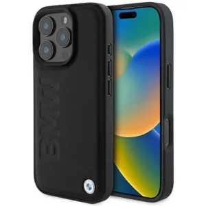 BMW Leather Hot Stamp MagSafe iPhone 16 Pro Case - Blackeng