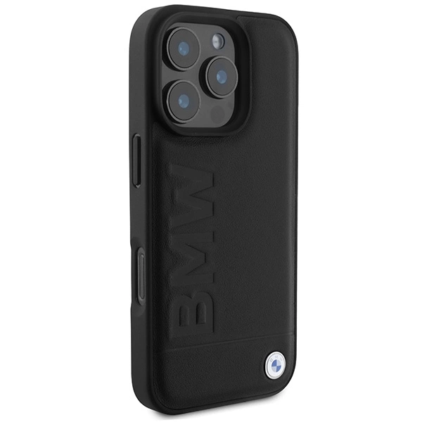 BMW Leather Hot Stamp MagSafe iPhone 16 Pro Case - Blackeng