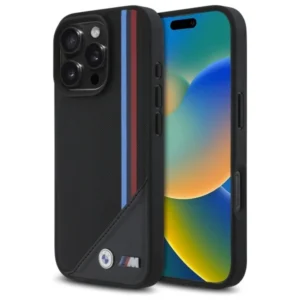 BMW M Meshed Tricolor Stripes MagSafe Case for iPhone 16 Pro Max - Blackeng