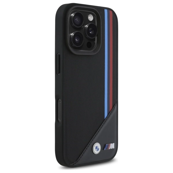 BMW M Meshed Tricolor Stripes MagSafe Case for iPhone 16 Pro Max - Blackeng