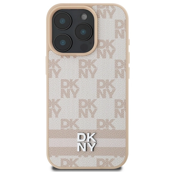 DKNY Checkered Pattern & Printed Stripes iPhone 16 Pro Case - Pinkeng