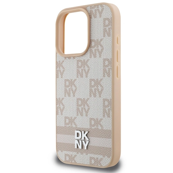 DKNY Checkered Pattern & Printed Stripes iPhone 16 Pro Case - Pinkeng