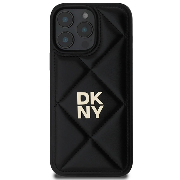 DKNY Quilted Stack Logo iPhone 16 Pro Case - Blackeng