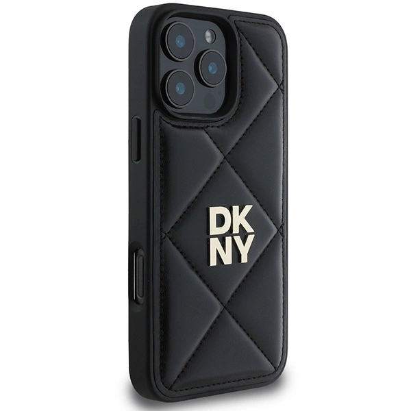 DKNY Quilted Stack Logo iPhone 16 Pro Case - Blackeng