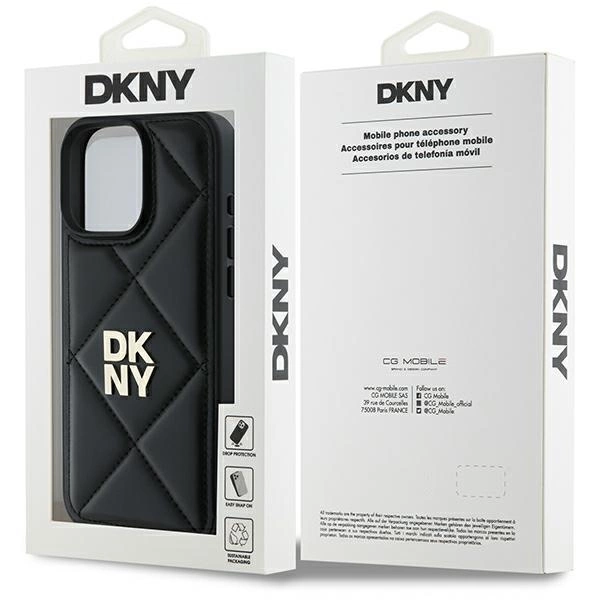 DKNY Quilted Stack Logo iPhone 16 Pro Case - Blackeng