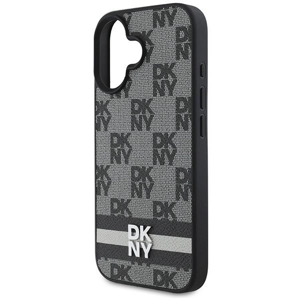 DKNY Checkered Pattern & Printed Stripes case for iPhone 16 - blackeng