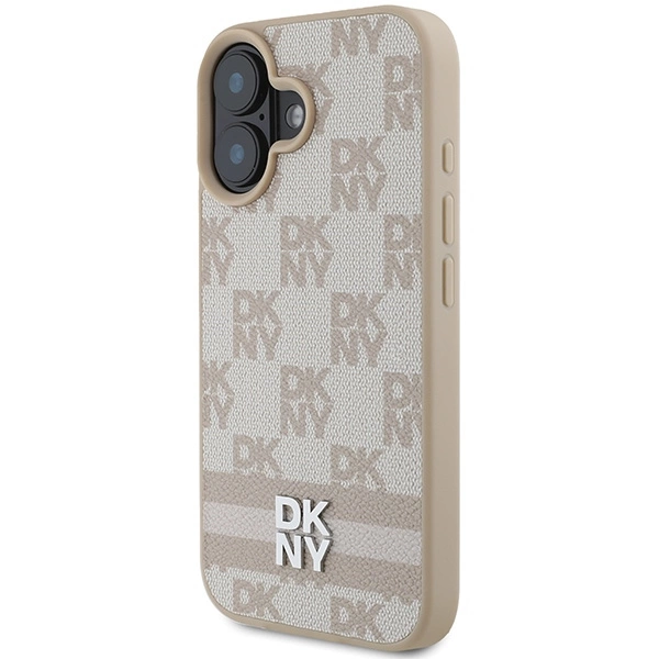 DKNY Checkered Pattern & Printed Stripes iPhone 16 Case - Pinkeng