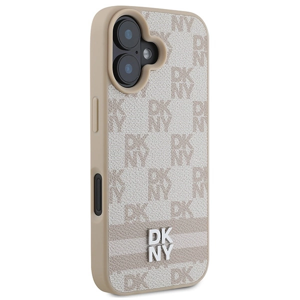 DKNY Checkered Pattern & Printed Stripes iPhone 16 Case - Pinkeng
