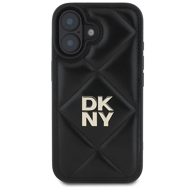DKNY Quilted Stack Logo iPhone 16 Case - Blackeng