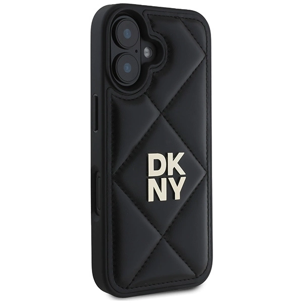DKNY Quilted Stack Logo iPhone 16 Case - Blackeng