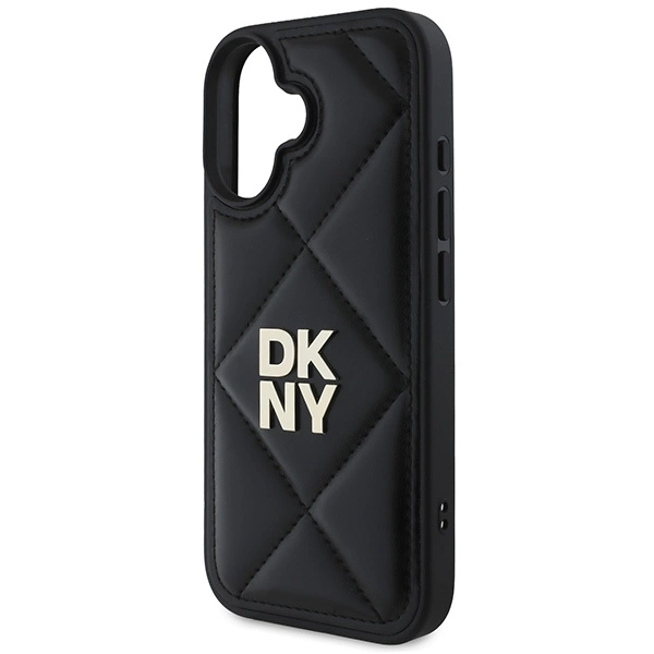 DKNY Quilted Stack Logo iPhone 16 Case - Blackeng