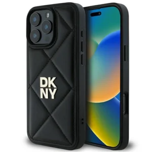 DKNY Quilted Stack Logo iPhone 16 Pro Max Case - Blackeng