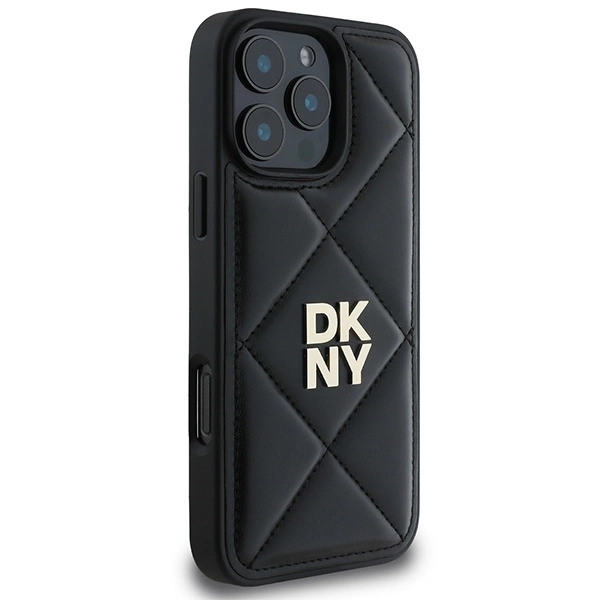 DKNY Quilted Stack Logo iPhone 16 Pro Max Case - Blackeng