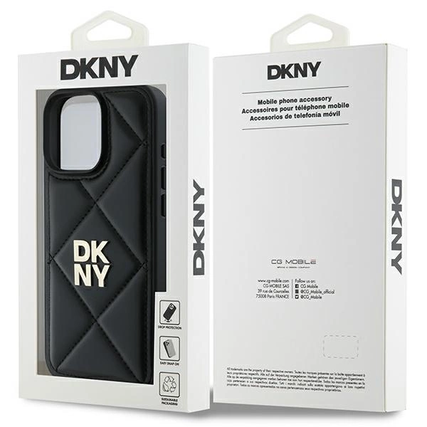 DKNY Quilted Stack Logo iPhone 16 Pro Max Case - Blackeng