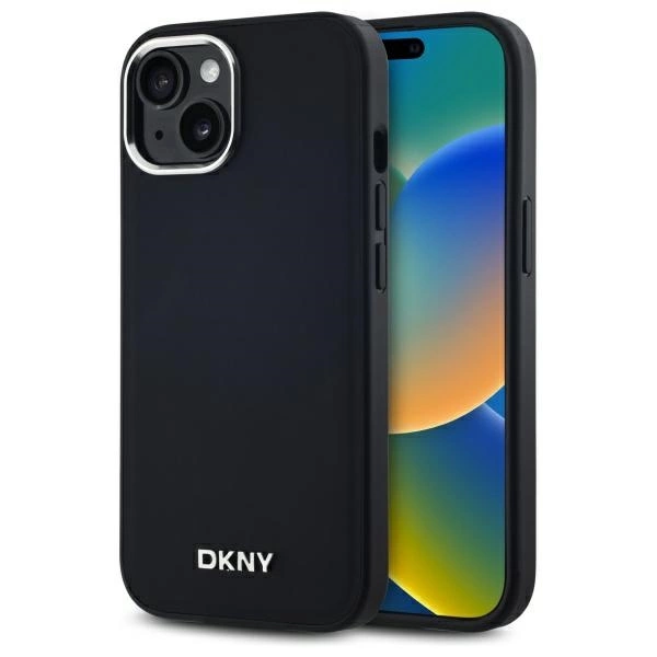 DKNY Plain Logo MagSafe iPhone 15 Case - Blackeng