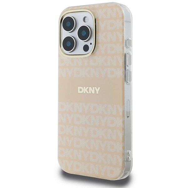 DKNY Repeat Texture Pattern & Stripe MagSafe iPhone 16 Pro Case - Pinkeng