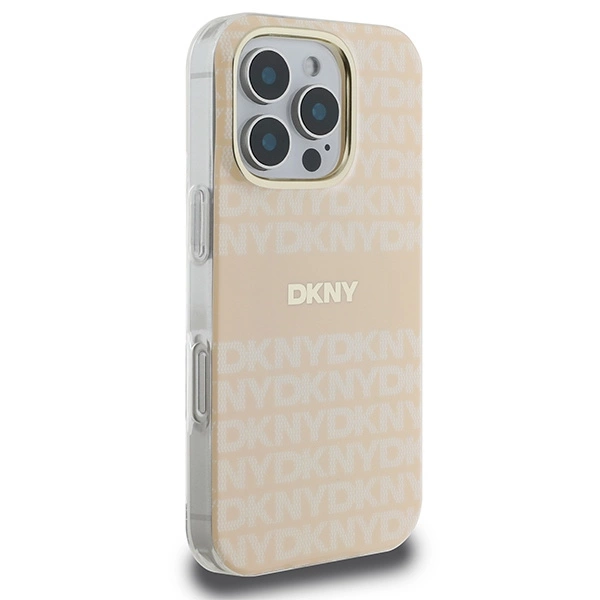 DKNY Repeat Texture Pattern & Stripe MagSafe iPhone 16 Pro Case - Pinkeng