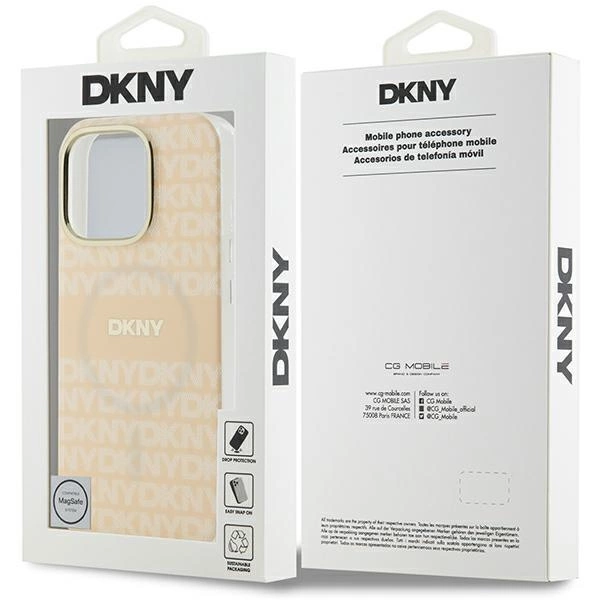 DKNY Repeat Texture Pattern & Stripe MagSafe iPhone 16 Pro Case - Pinkeng