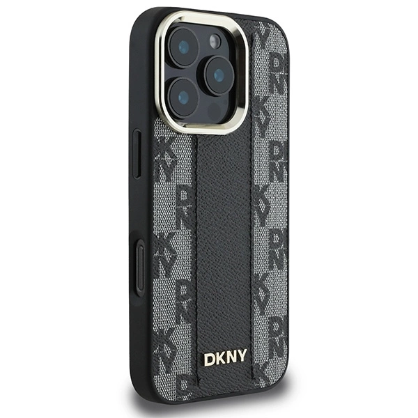 DKNY Checkered Pattern Magsafe iPhone 16 Pro Case - Blackeng