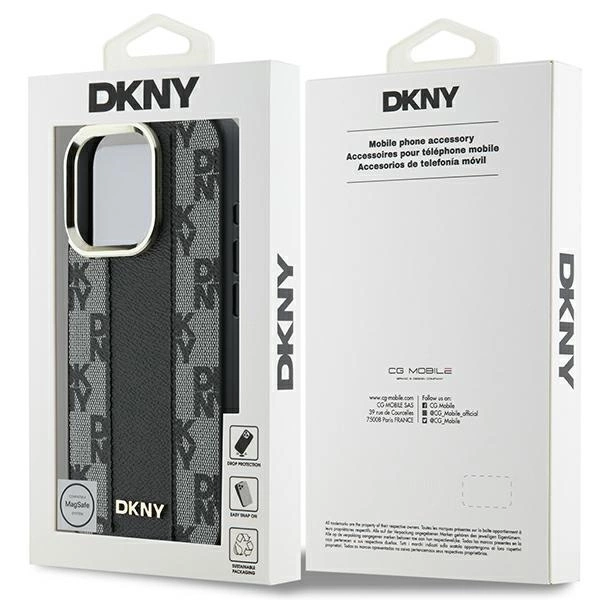 DKNY Checkered Pattern Magsafe iPhone 16 Pro Case - Blackeng
