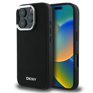 DKNY Plain Silver Logo MagSafe iPhone 16 Pro Case - Blackeng