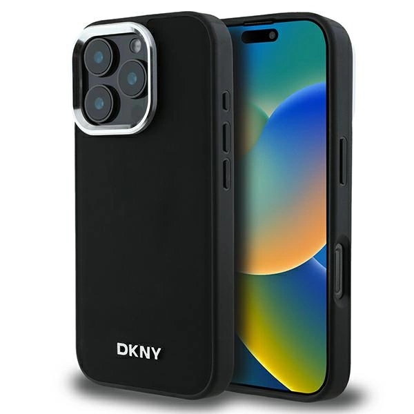 DKNY Plain Silver Logo MagSafe iPhone 16 Pro Case - Blackeng