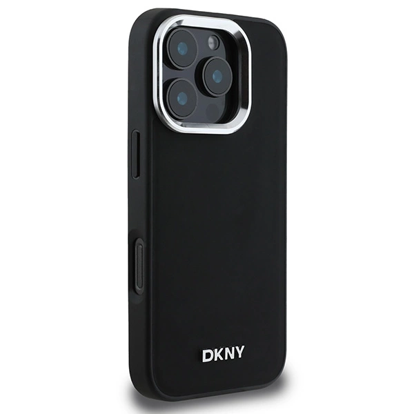 DKNY Plain Silver Logo MagSafe iPhone 16 Pro Case - Blackeng