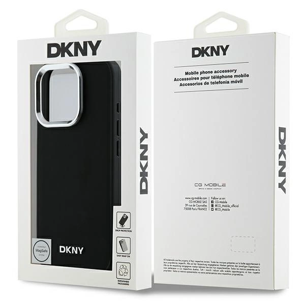DKNY Plain Silver Logo MagSafe iPhone 16 Pro Case - Blackeng