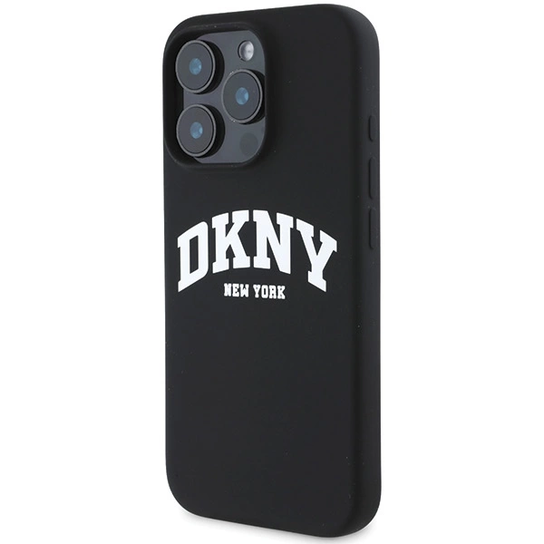 DKNY Silicone White Printed Logo MagSafe iPhone 16 Pro Case - Blackeng