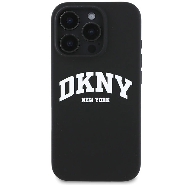 DKNY Silicone White Printed Logo MagSafe iPhone 16 Pro Case - Blackeng