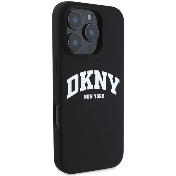 DKNY Silicone White Printed Logo MagSafe iPhone 16 Pro Case - Blackeng