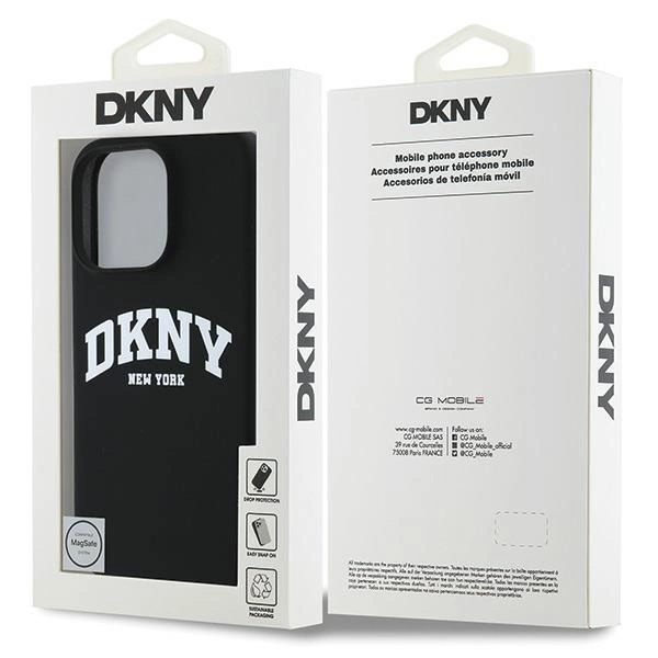 DKNY Silicone White Printed Logo MagSafe iPhone 16 Pro Case - Blackeng