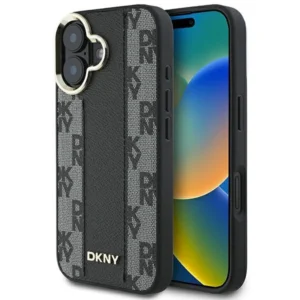 DKNY Checkered Pattern Magsafe iPhone 16 Plus Case - Blackeng