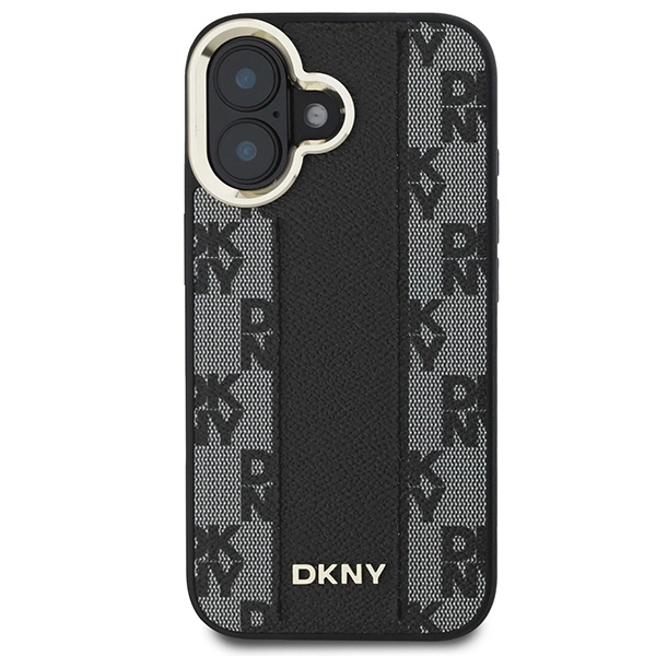 DKNY Checkered Pattern Magsafe iPhone 16 Plus Case - Blackeng