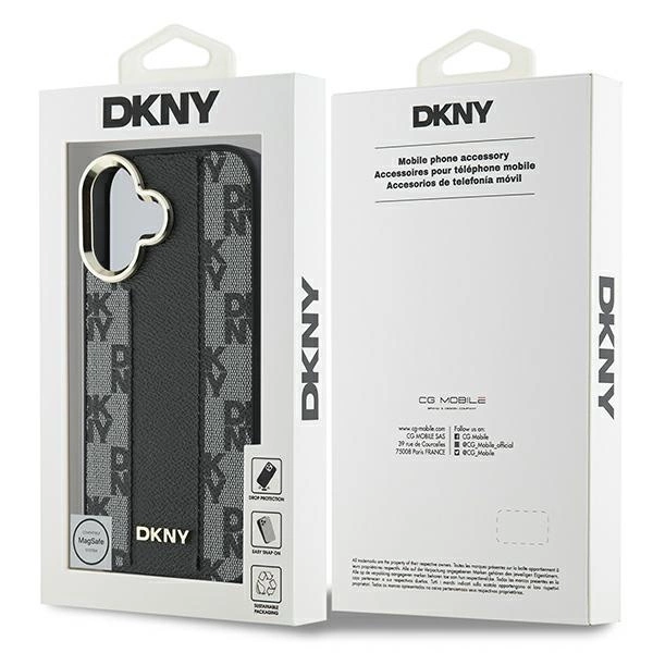 DKNY Checkered Pattern Magsafe iPhone 16 Plus Case - Blackeng