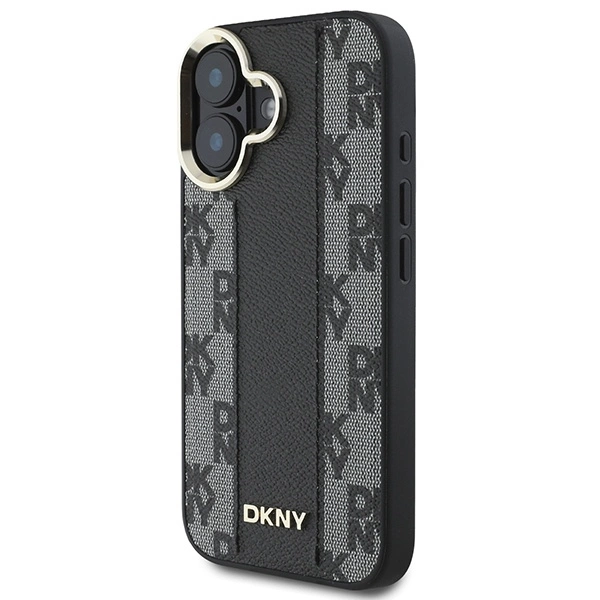 DKNY Checkered Pattern Magsafe iPhone 16 Case - Blackeng