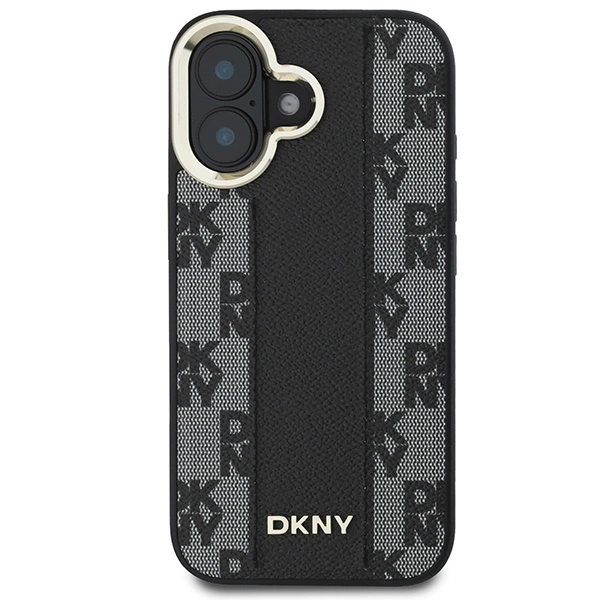 DKNY Checkered Pattern Magsafe iPhone 16 Case - Blackeng