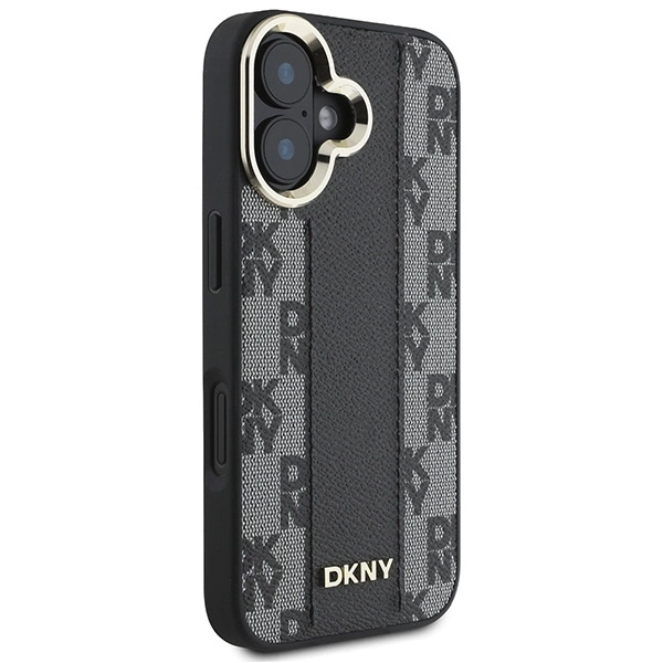 DKNY Checkered Pattern Magsafe iPhone 16 Case - Blackeng
