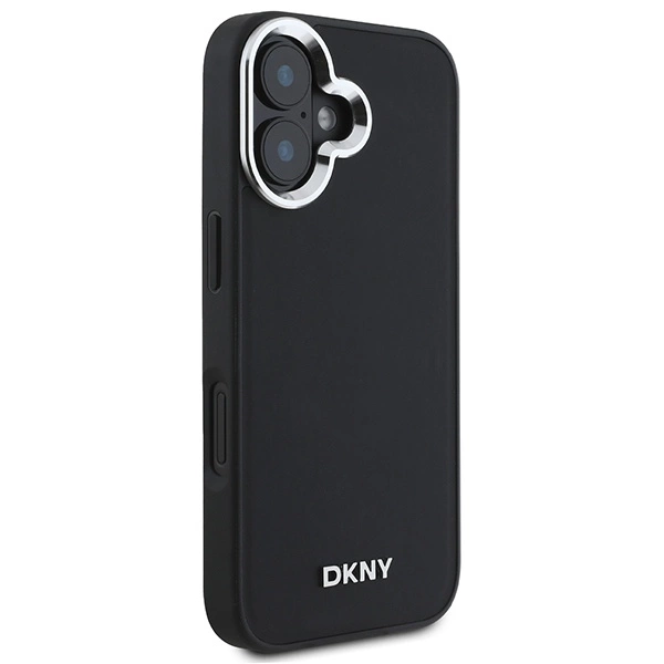 DKNY Plain Silver Logo MagSafe iPhone 16 Case - Blackeng