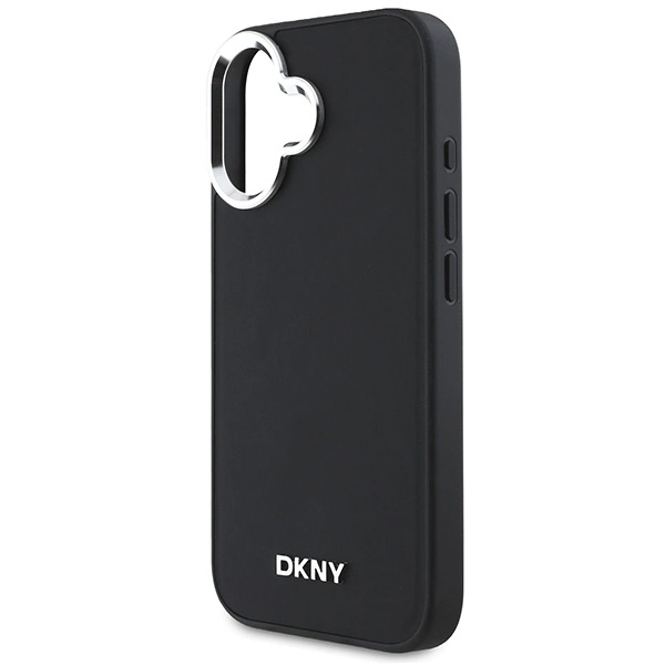DKNY Plain Silver Logo MagSafe iPhone 16 Case - Blackeng