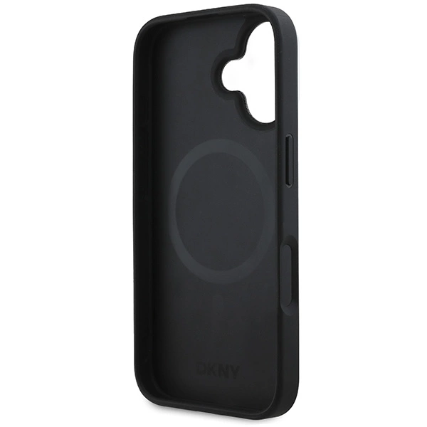 DKNY Plain Silver Logo MagSafe iPhone 16 Case - Blackeng