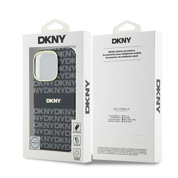 DKNY Repeat Texture Pattern With Stripe case for iPhone 16 Pro Max - blackeng