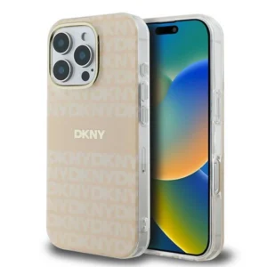DKNY Repeat Texture Pattern With Stripe iPhone 16 Pro Max Case - Pinkeng