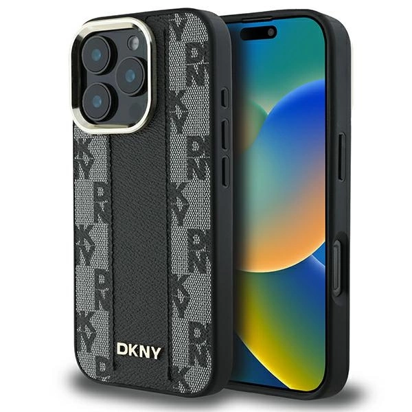 DKNY Checkered Pattern Magsafe iPhone 16 Pro Max Case - Blackeng