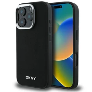 DKNY Plain Silver Logo MagSafe iPhone 16 Pro Max Case - Blackeng